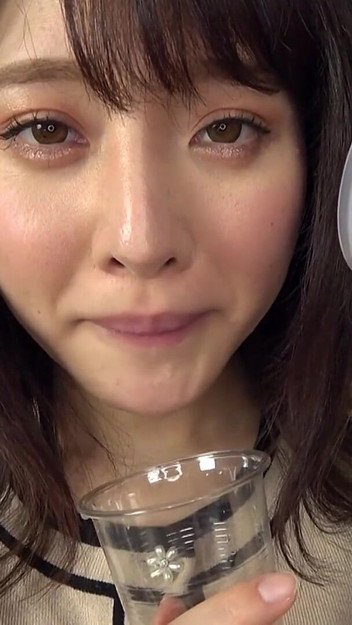 Mai Imai Fills a Glass with Her Dripping Saliva in POV While Showing You Her Tongue