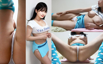 Girls’ Apartment Indoor Camera, Cute Japanese Girl Working Out Wearing Micro Mini Skirt, Thong Panties, and No Bra Mini T-shirt