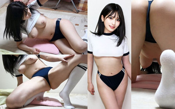 Gym Clothes with Thong Bloomers Exercise, Cute Girl in Girls’ Apartment in Japan with Tits Stick Out and Bloomers Wedgie