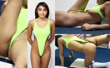 Thong Leotard Wedgie Fitness, Watch Nice Body and Big Tits Tanned Girl Inside Room Her Apartment in Japan