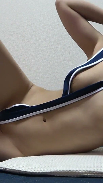 Indoor Camera in Girls’ Apartment in Japan, Cute Girl Exercise Training While Wedgie Thong Leotard and Stick Out Natural Tits