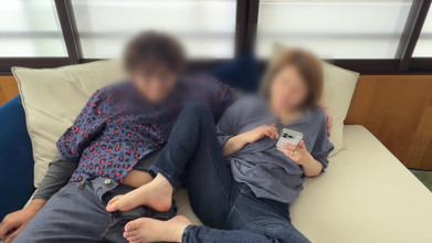 Married Woman Tormented with a Vibrator on the Sofa